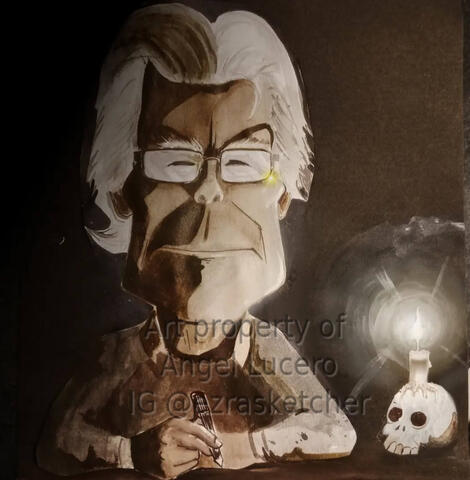Caricature portrait of merican writer Stephen King